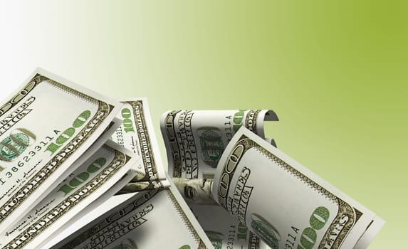 Close-up of one hundred dollar bills