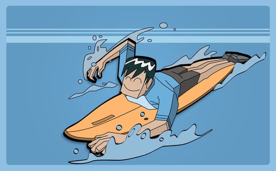 High angle view of a man surfing