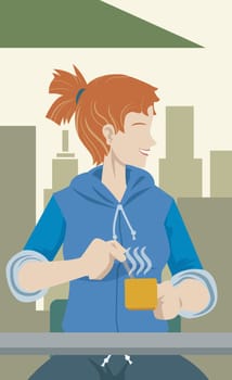 Close-up of a woman holding a cup of coffee