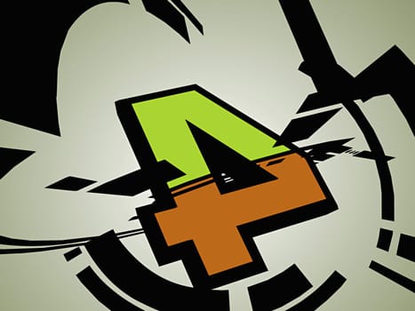 Number 4 on a green background