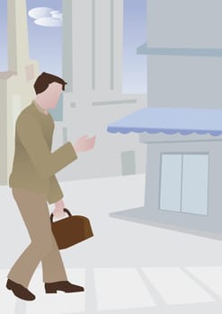 Man carrying a bag walking on the street