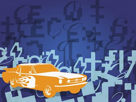 Close-up of a car against a blue background