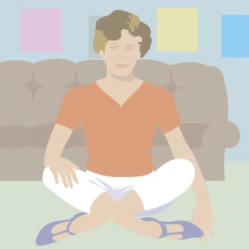 Portrait of a young woman sitting cross legged