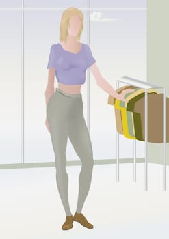 Woman looking at clothes in a clothing store