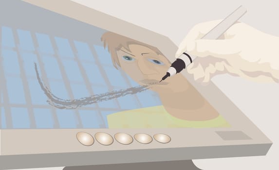 Hand drawing on a computer screen