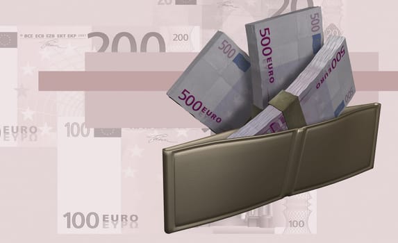 Wallet with bundle of Euros
