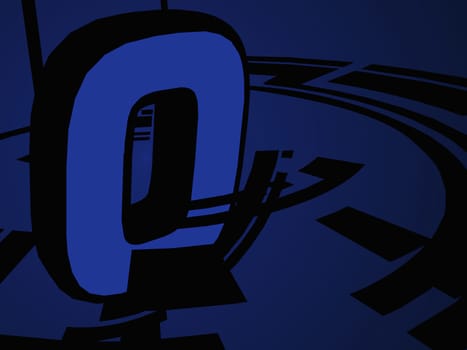 Close-up of zero on a blue background
