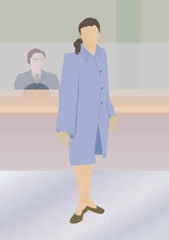 Woman leaving a bank teller's window