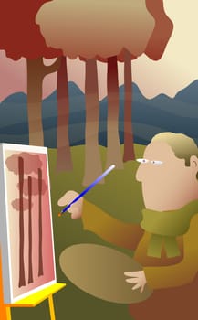 Man painting on canvas