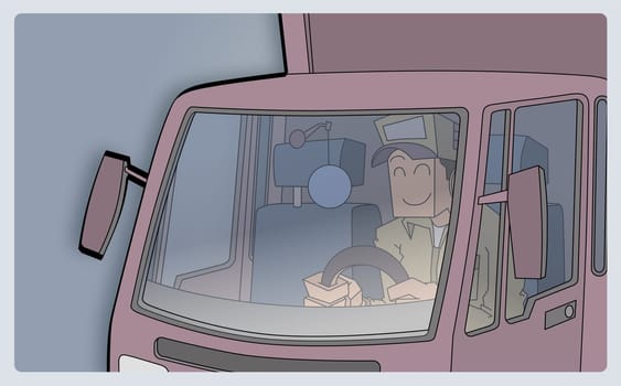 Man driving a truck