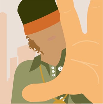 Close-up of a man gesturing with his hands