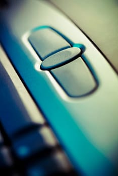 Close_up of the touchpad of a laptop