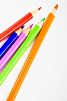 Close_up of colored pencils