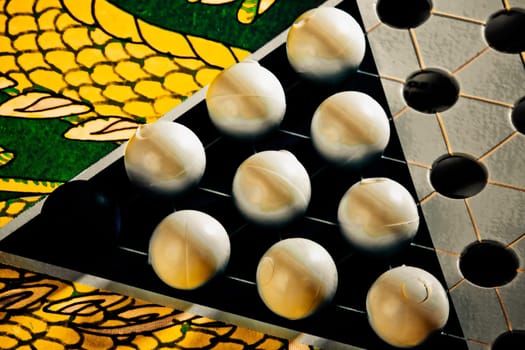 Close_up of a Chinese checkers board