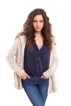 Studio shot of a beautiful young casual woman