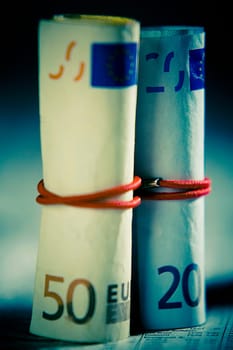 Close_up of European union currencies