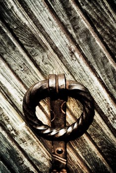 Detail of a door knocker on a door