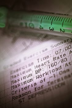 Medical report with a syringe