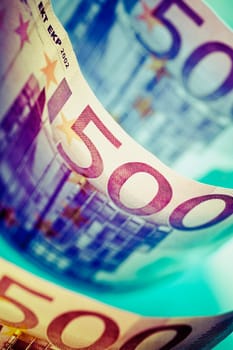 Close_up of five hundred euro banknotes