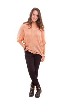 Studio shot of a beautiful young casual woman
