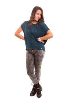 Studio shot of a beautiful young casual woman