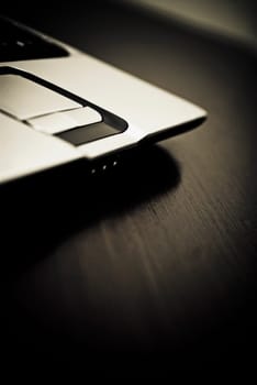 Close_up of a touchpad of a laptop