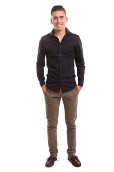 Studio picture of a young and handsome man posing isolated