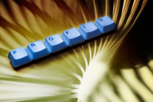 Close_up of text Profit made by computer keys