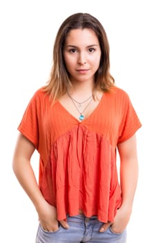 Studio shot of a beautiful young casual woman