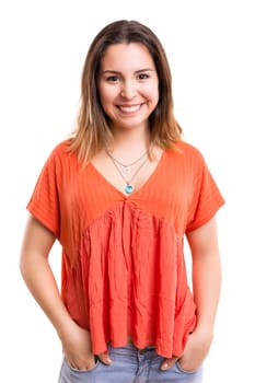 Studio shot of a beautiful young casual woman