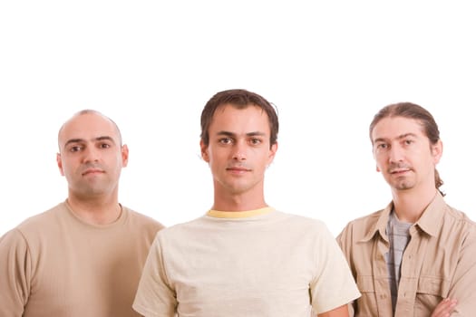 Group of friends, posing isolated over white
