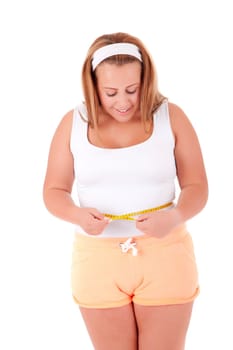 Large woman on a scale - diet concept