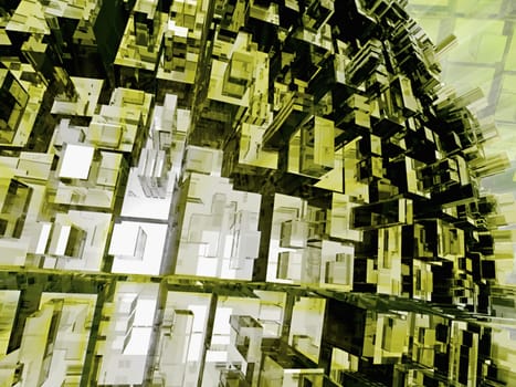 Aerial view of futuristic buildings