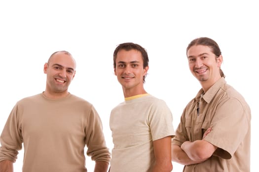 Group of friends, posing isolated over white