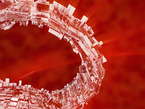 Aerial view of futuristic buildings