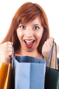Young and beautiful woman with shopping bags