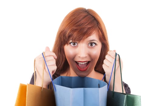 Young and beautiful woman with shopping bags
