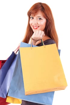 Young and beautiful woman with shopping bags
