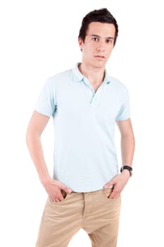 Young casual boy posing isolated