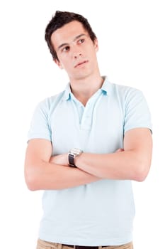 Young casual boy posing isolated