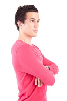 Young casual boy posing isolated