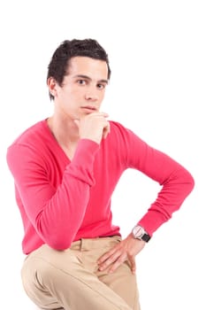 Young casual boy posing isolated