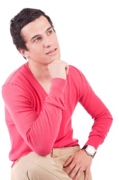Young casual boy posing isolated