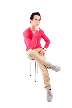 Young casual boy posing isolated