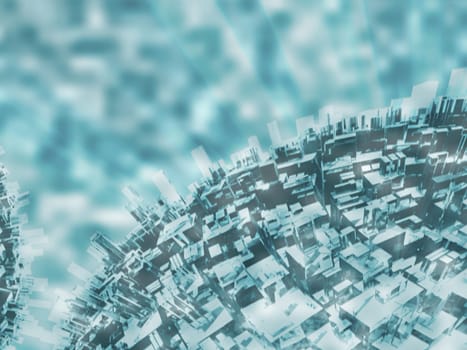 Aerial view of futuristic buildings
