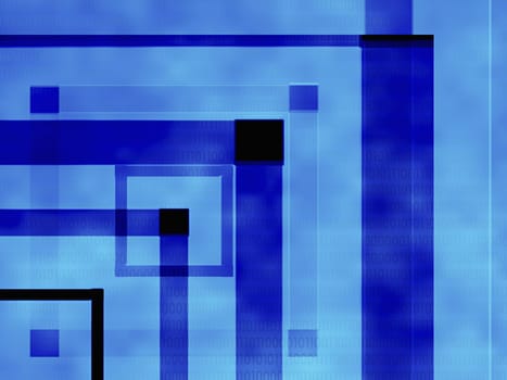 Geometric shapes on a blue background
