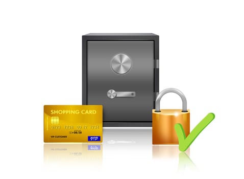 Money protection with padlock and safe
