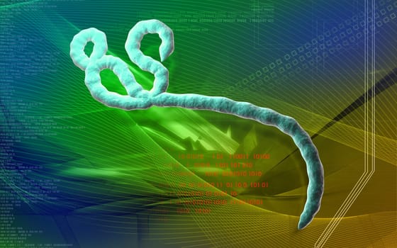 Digital illustration of Ebola virus in colour background