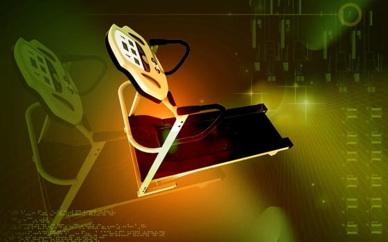 Digital illustration Treadmill in colour background