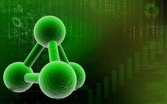 Digital illustration of molecules in colour background
